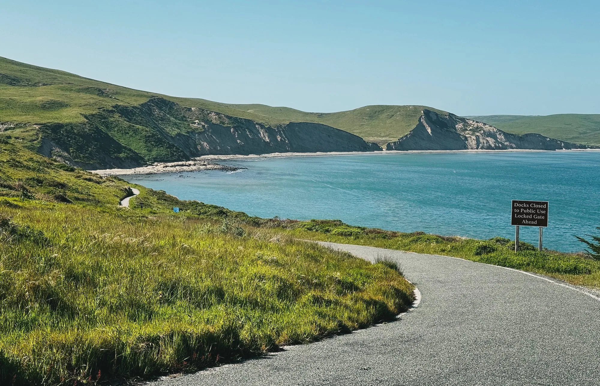 The beach bending around Drakes Bay from Elephant Seal Overlook