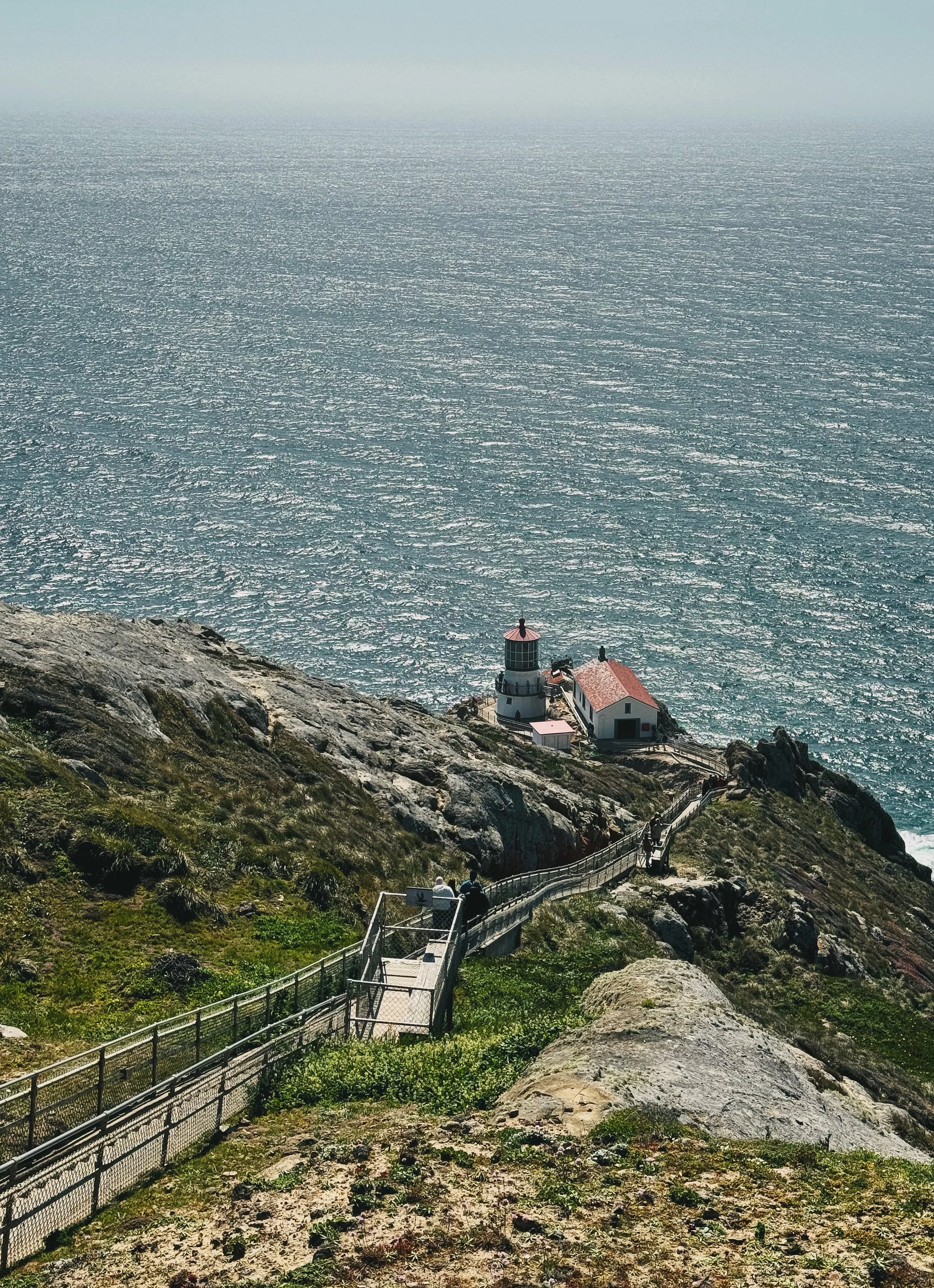 Point Reyes Lighthouse perched above the Pacific Ocean