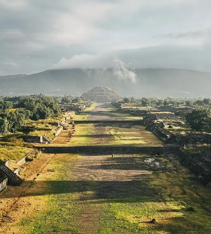 The long central avenue of Teotihuacan seen from above